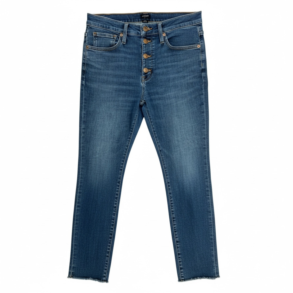 J.Crew 9" Mid-Rise Skinny Jeans in Indigo Wash Button Fly size 30